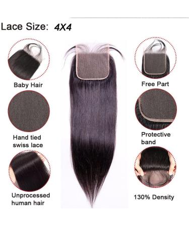 Closure Human Hair 4x4 Lace Straight HD Lace Frontal Transparent Lace Closure Human Hair Frontal Closure Pre Plucked with Natural Hairline Ear to Ear Natural Color Brazilian Hair for Women 20 Inch 20 Inch 4x4 Lace Closure - Buy Online on GoSupps.com
