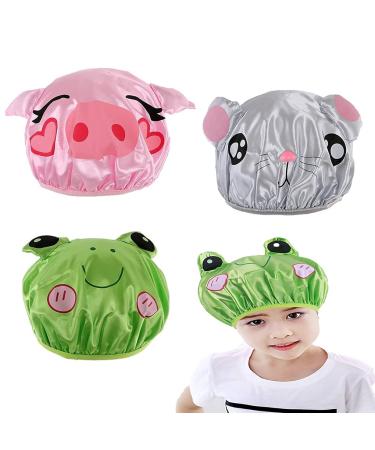 Fininno 3 pieces children shower hood kids shower cap hair hood waterproof shower hat double layer reusable bath (3 pieces of children shower hood) - Buy Online on GoSupps.com