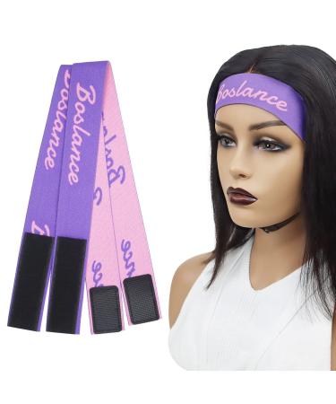 2 PCS Adjustable Lace Melting Band for Wig Edge Elastic Band for Lace Frontal Melt Edge Wrap Edge laying Scarf  Wig Bands with Velcr Hair Wrap Strips Non Slip  Wig Band Lace Band (2 Count-purple) 2 Count (Pack of 1) Purp...