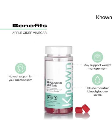 Known Nutrition Apple Cider Vinegar Gummies 1000mg - 60 Vegan Halal Gummies | Natural Botanical Extract | 100% ACV - Buy Online on GoSupps.com