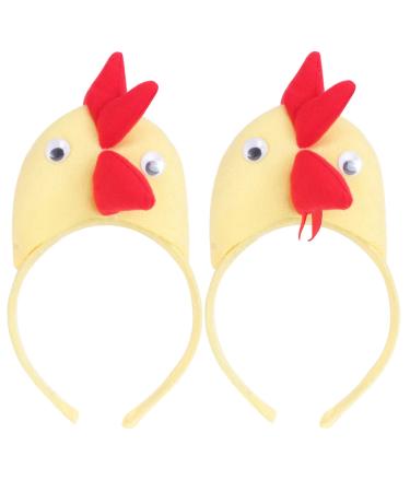 ABOOFAN 2Pcs Yellow Chick Headband Rooster Animals Headband Hair Hoop for Kids Adults Easter Decorations
