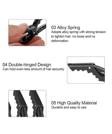 6pcs Black Crocodile Hair Sectioning Clips - Non-Slip Single Prong Hairpins for Salon & Hairdressing - Buy Online on GoSupps.com
