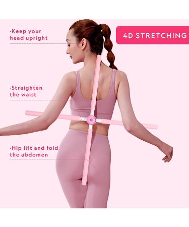 Grafken Pink Posture Corrector for Adults & Kids | Retractable Yoga Sticks for Body Alignment | Stretching Tool for Back Support - Buy Online on GoSupps.com