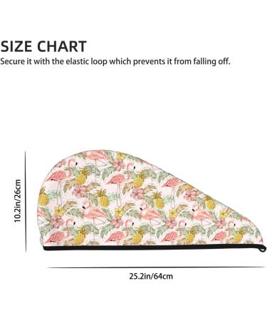 Buy Hair Towel Wrap - Quick Drying Turban with Button - Tropical Pink Flamingo & Pineapple Design - Perfect for International Shipping - Buy Online on GoSupps.com