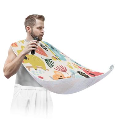 Beard Bib Apron Beard Bib Hair Catcher for Men Shaving and Trimming Non-Stick Waterproof Beard Cape Grooming Cloth Colorful Koala
