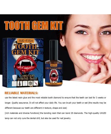 Tooth Gemstone Set - DIY Tooth Jewelry Kit with Glue & Light Hardening - Perfect for Halloween Decoration - Buy Online on GoSupps.com