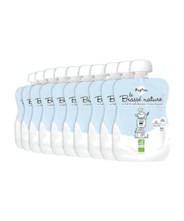 POPOTE - Brass Nature Bio B b 100 g - D s 6 Mois - Dessert Gouter Lact Onctueux et Naturel - Sans Sucre Ajout Source de Calcium - Pratique Emporter - Pack Familial 10 x 120 g