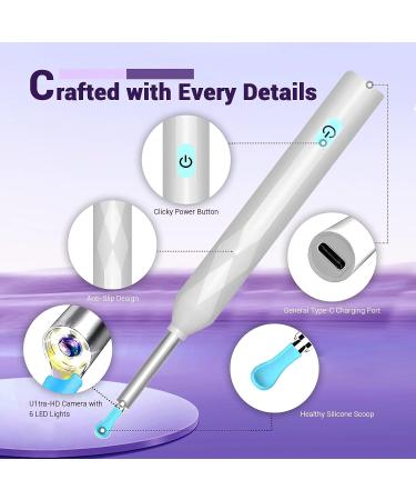 Wireless Ultra-HD Ear Wax Removal Kit with Light | Skin-Friendly Ear Cleaning Tool | 7 Ear Picks Included | Glacier White - Buy Online on GoSupps.com