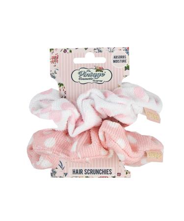Shop Vintage Cosmetic Company Microfibre Hair Scrunchies - Super Soft Pink Polka Dot Design (2 Set) | International Shipping Available - Buy Online on GoSupps.com