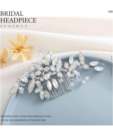 Zoestar Bride Wedding Hair Comb Crystal Leaf Headpiece Rhinestone Beaded Hair Accessories for Women and Girls (Silver) - Buy Online on GoSupps.com