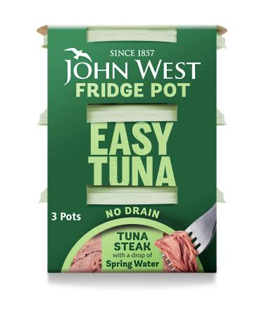 John West No Drain Fridge Pot Tuna Steak with a Little Spring Water Natural high in Protein 3 Count (Pack of 1) (Packaging May Vary) Tuna 3 Count (Pack of 1)