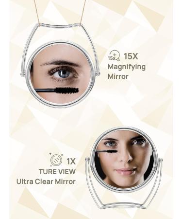 OMIRO Travel Vanity Mirror 5 Inch Double-Sided 1X/15X Magnification Swivel Makeup Mirror - Chrome Finish - Buy Online on GoSupps.com
