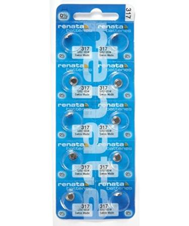 Renata 317 SR516SW Batteries - 1.55V Silver Oxide 317 Watch Battery (10 Count)