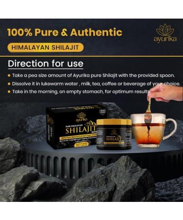 Organic Shilajit Resin 40g Jar with Spoon - Pure Himalayan Supplement - Gold Grade - 60% Fulvic Acid, 85 Trace Minerals - Buy Online on GoSupps.com