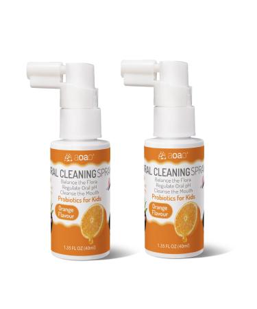 Kids Oral Spray Toddler Toothpaste Helper for Cavity Prevention and Fresh Breath Children Anticavity with Fluoride Free for Newborn to Preschoolers Kid's Mouth Spray (Orange-2P)