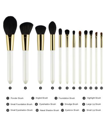 12-Piece White Makeup Brush Set with Travel Storage Bag - Foundation, Powder, Eyeshadow, Concealers, Blush Brushes - Makeup Kit for Face - Professional Beauty Tools - Buy Online on GoSupps.com