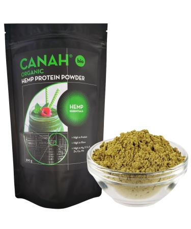 Organic Hemp Protein Powder by Canah 500 Grams High in Protein Omega 3 Amino Acids Minerals Magnesium Phosphorus Iron and Zinc - Vegan Protein Superfood Cold Processed 3 Pack Standard