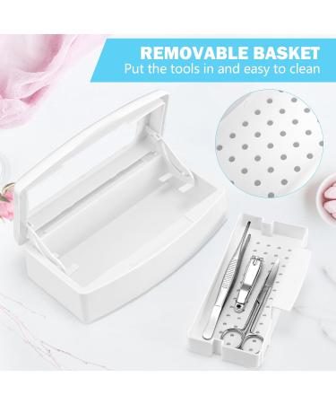 Best Nail Tool Sterilizer Box | Plastic Sterilization Tray for Tweezers & Eyelash Extensions | White Organizer for Estheticians - Buy Online on GoSupps.com