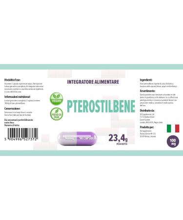 Pterostilbene 100mg 90 Vegan Third-Party Laboratory Tested High Strength Supplement - Buy Online on GoSupps.com