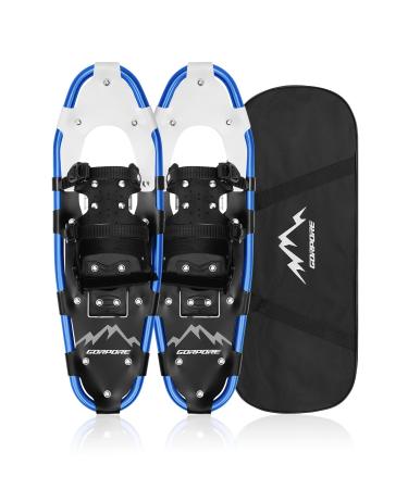 GORPORE Snowshoes for Women Men Youth, 21/25/30 Inches Lightweight Aluminum Alloy All Terrain Snowshoes for Hiking, Heel Lift Riser for Mountaineering with Double-Ratchet Binding & Carrying Tote Bag