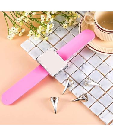 10 Pieces Hair Parting Ring with Magnetic Pin Holder Wrist Adjustable Pinky Hair Parting Tool Metal Braiding Rings for Parting Hair Hair Selecting Tools (Pink) - Buy Online on GoSupps.com