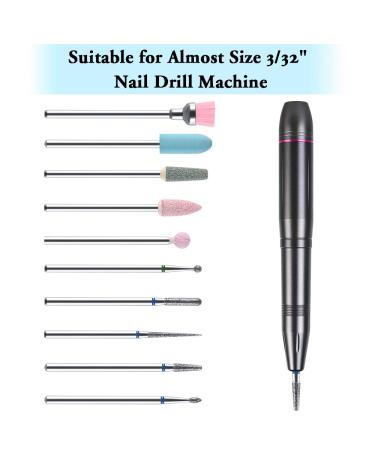 URAQT 10pcs Electric Nail Drill Bits Set - Professional Cuticle Polishing Bits for Acrylic Gel Nails - Manicure Pedicure Drill Tool - Buy Online on GoSupps.com