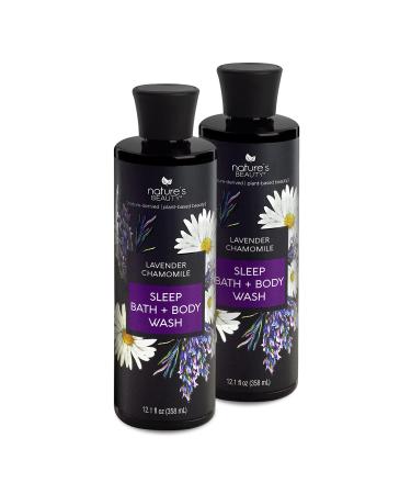Nature's Beauty Lavender Chamomile Sleep Body Wash Multi-Pack- Gentle Bath + Body Cleanser Sooth and Calm Combination to Dry Skin Made w/Coconut Jojoba + Moringa Seed Oils 12 fl oz (2 Pack)