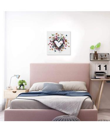 Yidepot Butterfly Canvas Wall Art for Bedroom - Heart-Shaped Branches & Colorful Butterflies - Love Motif for Teenage Girls - 30x30cm - Buy Online on GoSupps.com