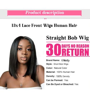 12 Inch Bob Wig Human Hair 13x4 Lace Front - Short Bob Wigs for Black Women - HD Frontal - Glueless & Pre Plucked - Natural Color - Buy Online on GoSupps.com