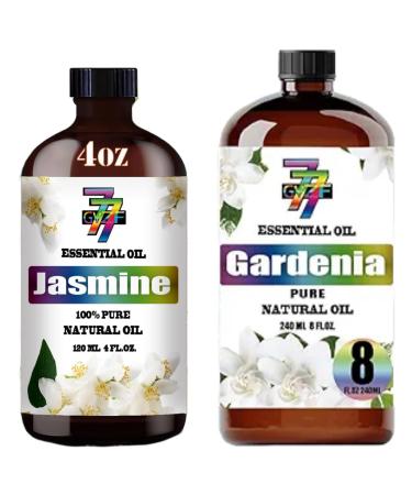 GV77ZF Essential Oil Set (2 Bottles one Bottle 4 fl oz/120 ml one Bottle 8 fl oz/240 ml) Pure Natural Gardenia Oil and Jasmine Essential Oil Suitable for use in diffusers humidifiers Skincare