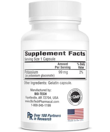 Bio-Tech Pharmacal Potassium K-99 Gluconate Supplement - 100 Count (Pack of 1) - Buy Online on GoSupps.com