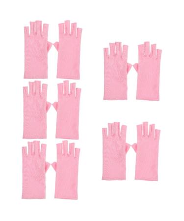 FRCOLOR UV Nail Gloves 5 Pairs Nail Gloves Pink Fingerless Gloves Nail Art Gloves Anti-uv Protective Gloves Moisturizing Gloves Nail Art Uv Gloves Spandex Sun Protection Apparel