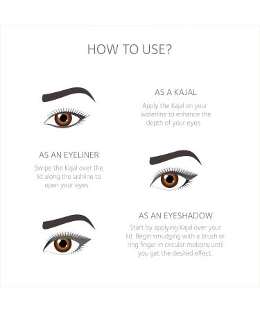 Ayurvedic Kajal | Grey Glow Kajal 004 | Grey Shade | Enriched with 100% Organic Ghee Almond Oil & Camphor | Soothe Cool & Nourish Eyes | 3g - Buy Online on GoSupps.com