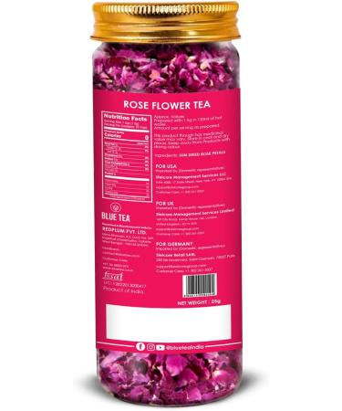 BLUE TEA - Rose Tea - 50 Gram (Pack of 2) | Farm Packed | Grade A Natural Sun Dried Rose Flower Petals | Herbal Tea | Recycled Food Grade Pet Jar |Caffeine Free | - Buy Online on GoSupps.com