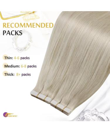 Buy Moresoo Real Hair Tape-In Extensions - Platinum Blonde #60 45cm 10 Pieces 25g - Premium Remy Hair for Effortless Style - Buy Online on GoSupps.com