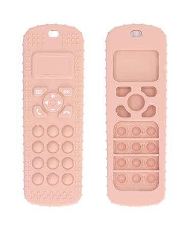 Peach Pink Silicone Baby Teething Toy - Remote Control Shaped for Soothing Massage at Home - Buy Online on GoSupps.com