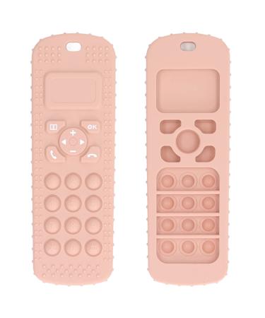 TV Remote Control Shaped Teething Toy  Teether Sensory Toys Gum Massager Baby Silicone Teether Soft Teeth Toy for Gum Relief(Peach Pink)