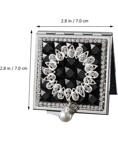 Lurrose 1pc Folding Vanity Mirror Travel Purse Mirror Vintage Mirror Tote Purse Metal Wallet Pocket Wallet Womens Purse Double Hand Held Mirror Miss Pearl Glass Lens Makeup Mirror Black - Buy Online on GoSupps.com