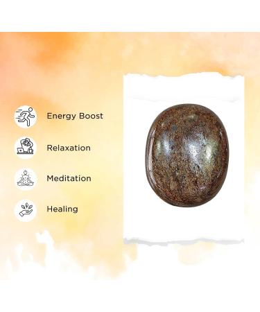 Healing Crystal Bronzite Palm Stone for Anxiety & Stress Relief - Natural Oval Pocket Stone for Yoga & Meditation - Vastu Essential - Buy Online on GoSupps.com