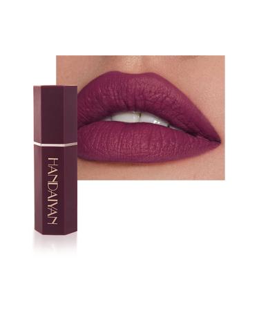 Matte Lipstick Long Lasting Non Stick Cup Velvet Lipstick Lip Gloss Waterproof Lipstick Professional Lipstick Cosmetics Make Up Gifts Full-Coverage Lip Color Lipsticks for Women (Plum)