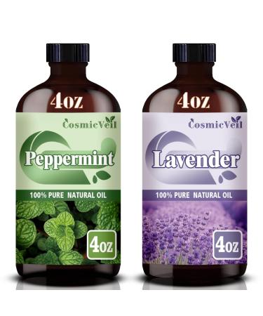 Peppermint Essential Oil and Lavender Essential Oil 4 Fl Oz (120Ml) Fragrance Oil for Aroma Diffuser Humidifier Home Fragrance Spa Cleaning Body Care Massage Yoga DIY Candle