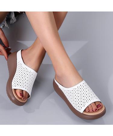 HSYHKDSY White Wedge Heel Plateaus Sandals for Women - Elegant Summer Shoes Glittering & Comfortable Vacation Footwear S51122 - Buy Online on GoSupps.com