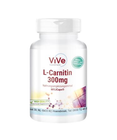 L -carnitine 300 mg - 60 capsules - crystallines carnipure carnitine in airtight licaps - high dose and vegan |Quality from Germany from Vive Supplements