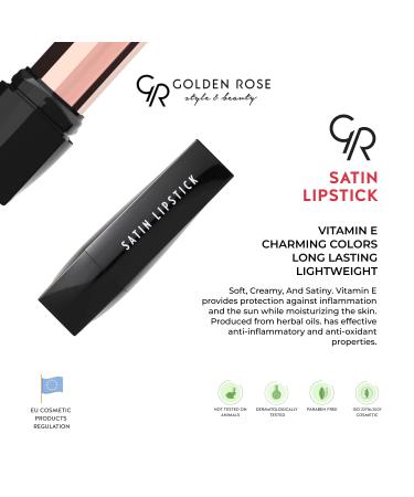 Golden Rose Satin Lipstick - Vegan with Vitamin E | Moisturizing, Long Lasting, Full Coverage Lipstick for Charming Colors | Lightweight & Protective Formula (20) - Buy Online on GoSupps.com