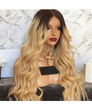 Shop Long Curly Gradient Color Wig for European & American Women - Pure White & Linen Yellow - Premium Quality Chemical Fiber - Buy Online on GoSupps.com