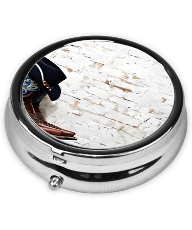 Shop Cowboy Hat & Boots Printed Mini Round Pill Box | 3 Compartment Travel Pill Organizer for Home & Office - Buy Online on GoSupps.com