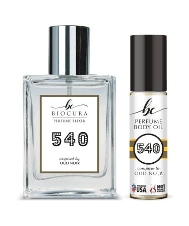 BC Perfume Duo 540 Inspired by Vrsc Oud Noir For Men Eau de Parfum Cologne Spray + Body Oil Set Replica Type Sample Size Fragrance 50ml + 10ml
