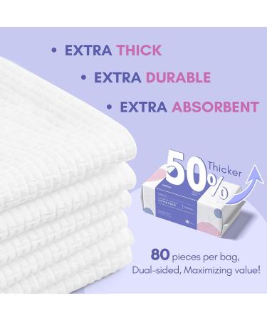 PoeticEHome Extra Thick Cotton Dry Wipes Disposable Face Towel Lint-Free Facial Tissue Cloths for Deep Cleansing & Makeup Cleaning Unscented 80 count (Pack of 4) - Buy Online on GoSupps.com