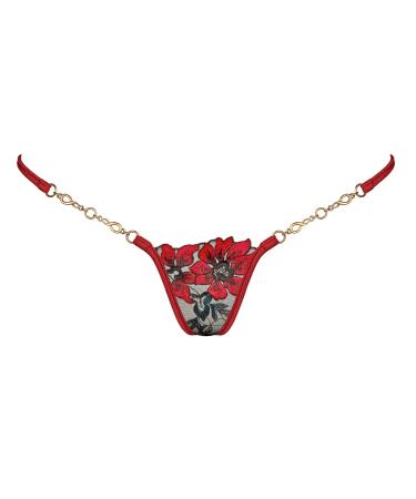 Lucky Cheeks Women's Luxury Mini V-String Christmas Flower in Red XL Red