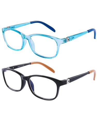 Children Optical Glasses Frame tr90 Flexible Bendable One-piece Safe Eyeglasses Girls Boy Black/ Clear Blue